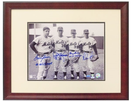 Nolan Ryan, Jerry Koosman, Tom Seaver, & Gentry Signed Framed 11x14 New York Mets Photo